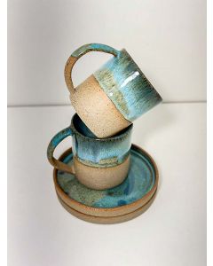 Conjunto Xícara de Café com Pires Azul Esverdeado | Azul Turmalina Cor:Azul Esverdeado | Azul Turmalina 1