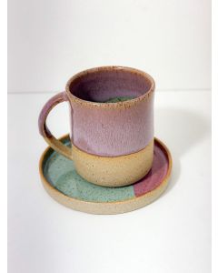 Xícara Clean Café com Pires Malva | Azul Esverdeado Cor:Malva | Azul Esverdeado 1